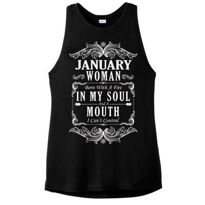 January Woman Funny Birthday Ladies PosiCharge Tri-Blend Wicking Tank