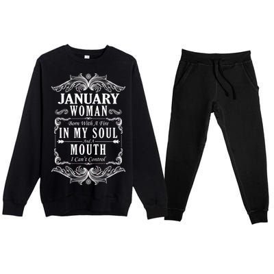 January Woman Funny Birthday Premium Crewneck Sweatsuit Set