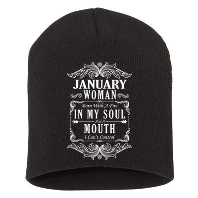 January Woman Funny Birthday Short Acrylic Beanie