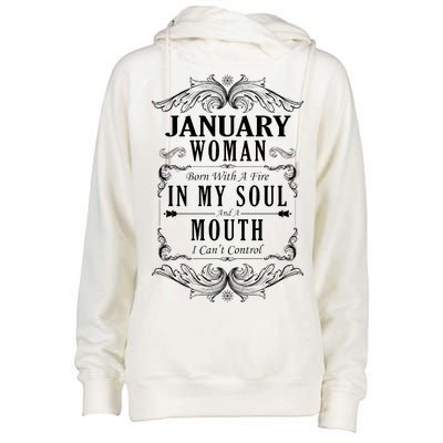 January Woman Funny Birthday Womens Funnel Neck Pullover Hood