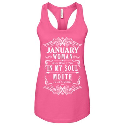 January Woman Funny Birthday Women's Racerback Tank