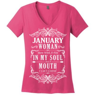 January Woman Funny Birthday Women's V-Neck T-Shirt