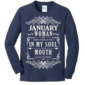 January Woman Funny Birthday Kids Long Sleeve Shirt