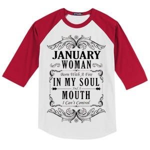 January Woman Funny Birthday Kids Colorblock Raglan Jersey