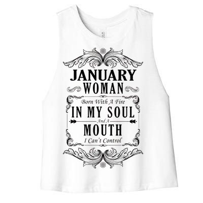 January Woman Funny Birthday Women's Racerback Cropped Tank