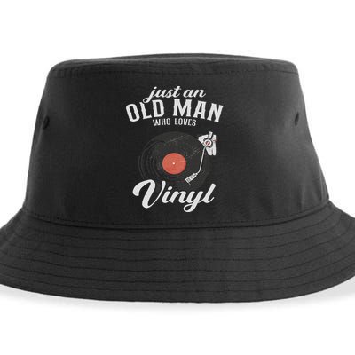 Just An Old Man Who Loves Vinyl Turntable Vinyl Record Sustainable Bucket Hat