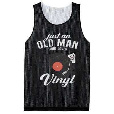 Just An Old Man Who Loves Vinyl Turntable Vinyl Record Mesh Reversible Basketball Jersey Tank