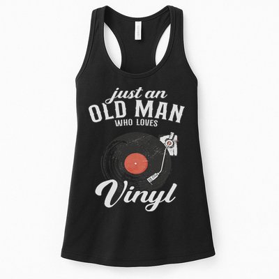 Just An Old Man Who Loves Vinyl Turntable Vinyl Record Womens Tank Top