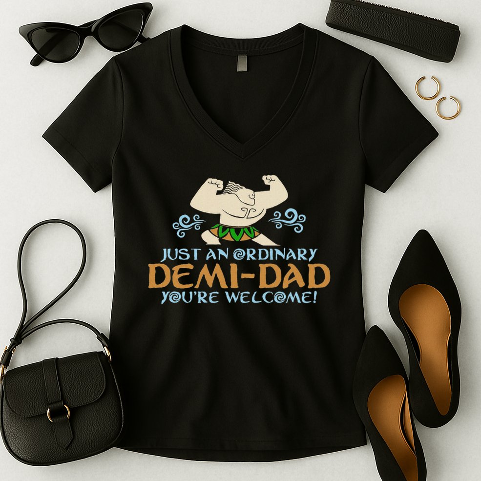 Just An Ordinary Demi Dad You're Welcome! 3 Funny Women's V-Neck T-Shirt