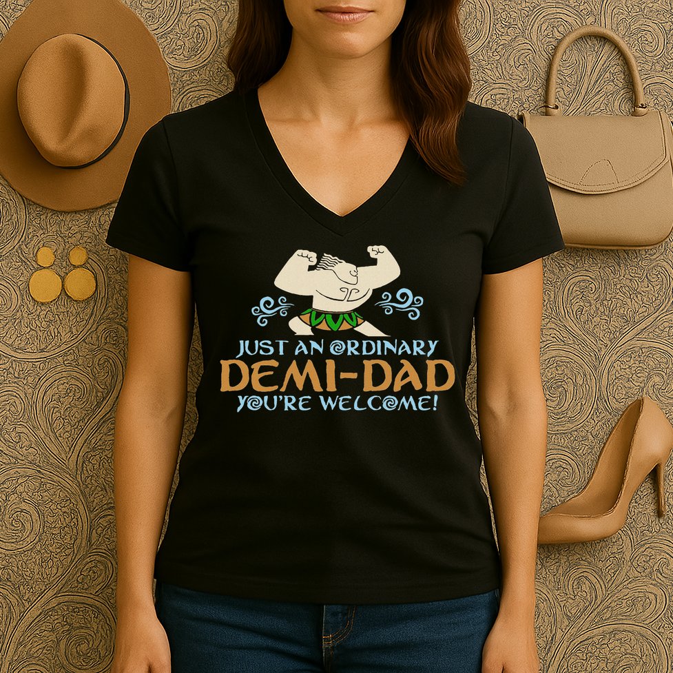 Just An Ordinary Demi Dad You're Welcome! 3 Funny Women's V-Neck T-Shirt
