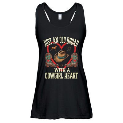 Just An Old Broad With A Cowgirl Heart Western Fun Ladies Essential Flowy Tank