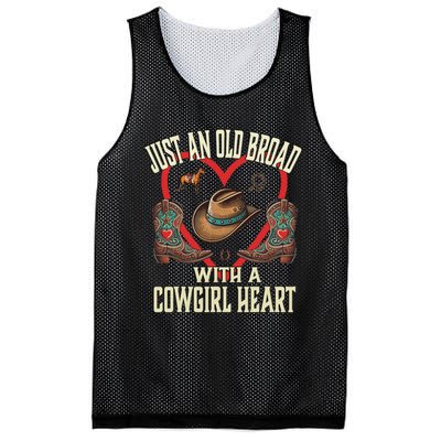 Just An Old Broad With A Cowgirl Heart Western Fun Mesh Reversible Basketball Jersey Tank