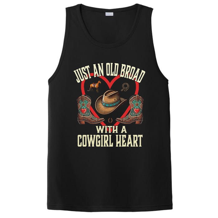 Just An Old Broad With A Cowgirl Heart Western Fun PosiCharge Competitor Tank