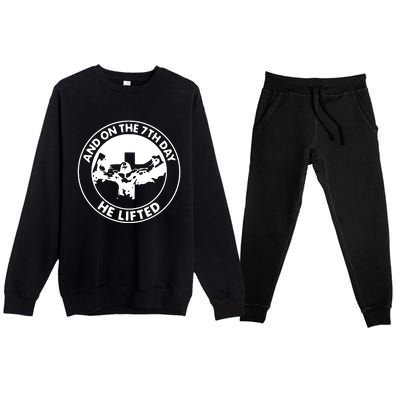 Jesus And On The 7th Day He Lifted Novelty Premium Crewneck Sweatsuit Set