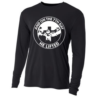 Jesus And On The 7th Day He Lifted Novelty Cooling Performance Long Sleeve Crew