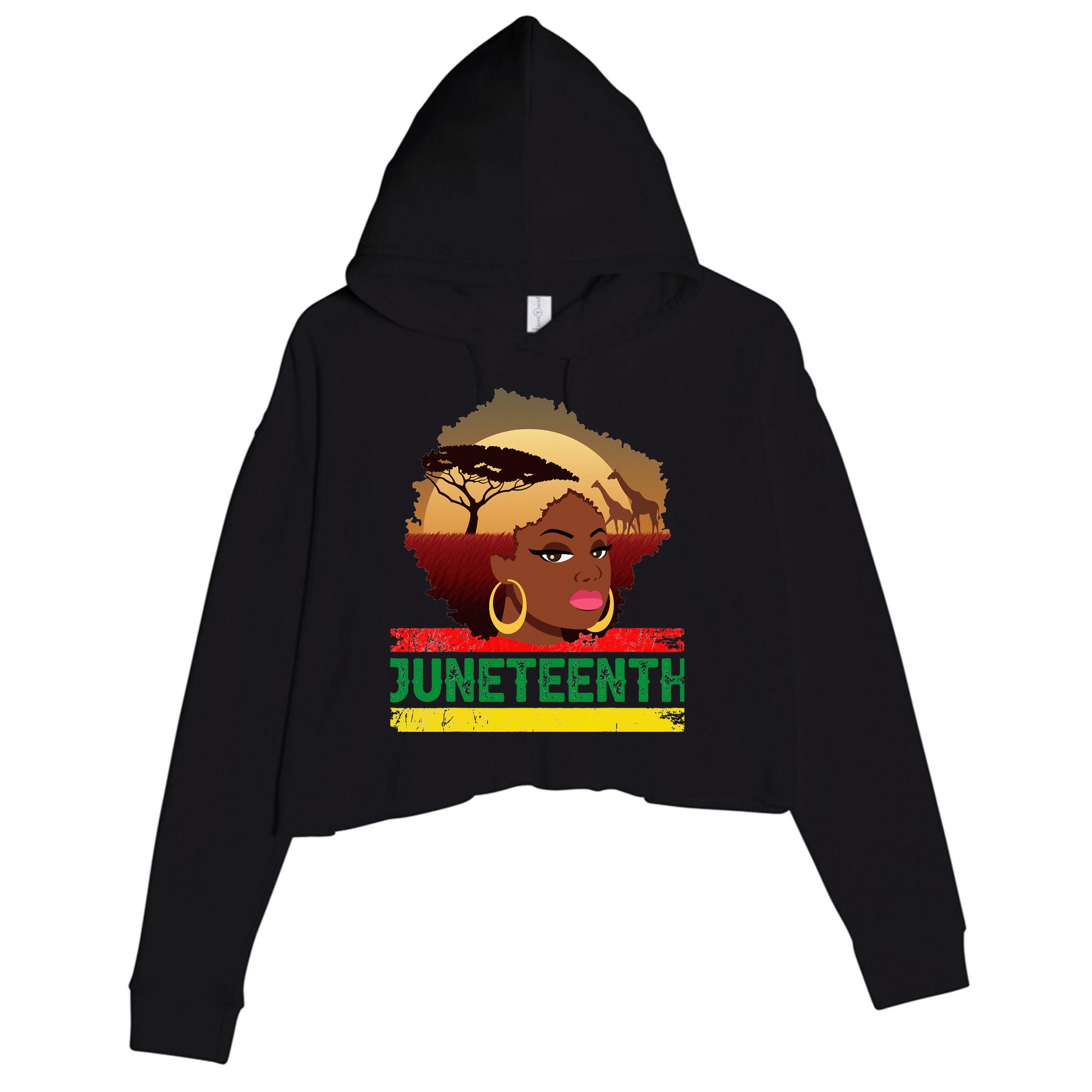 Juneteenth  African Pride Crop Fleece Hoodie