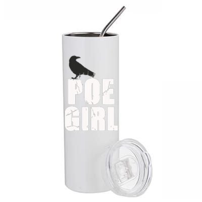 Just A Poe Girl Writing Poem Author World Poetry Day Writer Stainless Steel Tumbler