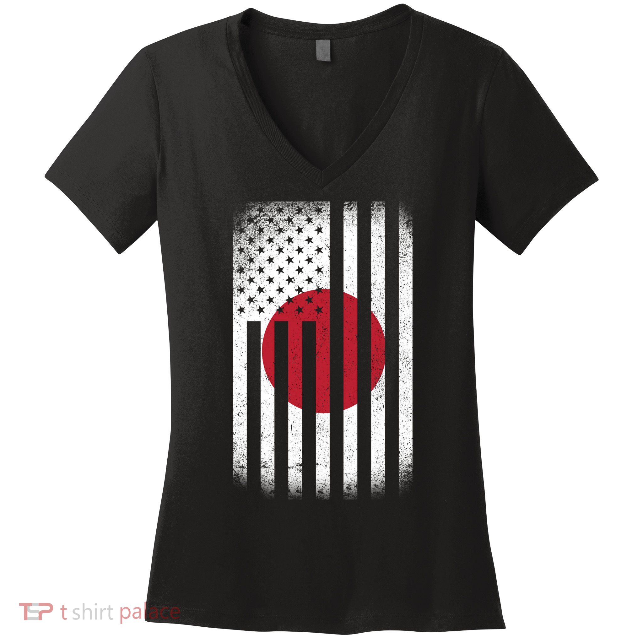 Vintage Japan Flag Women's V-Neck T-Shirt