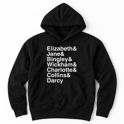 Jane Austen Pride & Prejudice Character List Hoodie