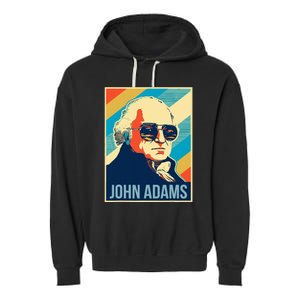 John Adams President Retro Patriotic Garment-Dyed Fleece Hoodie