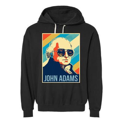 John Adams President Retro Patriotic Garment-Dyed Fleece Hoodie