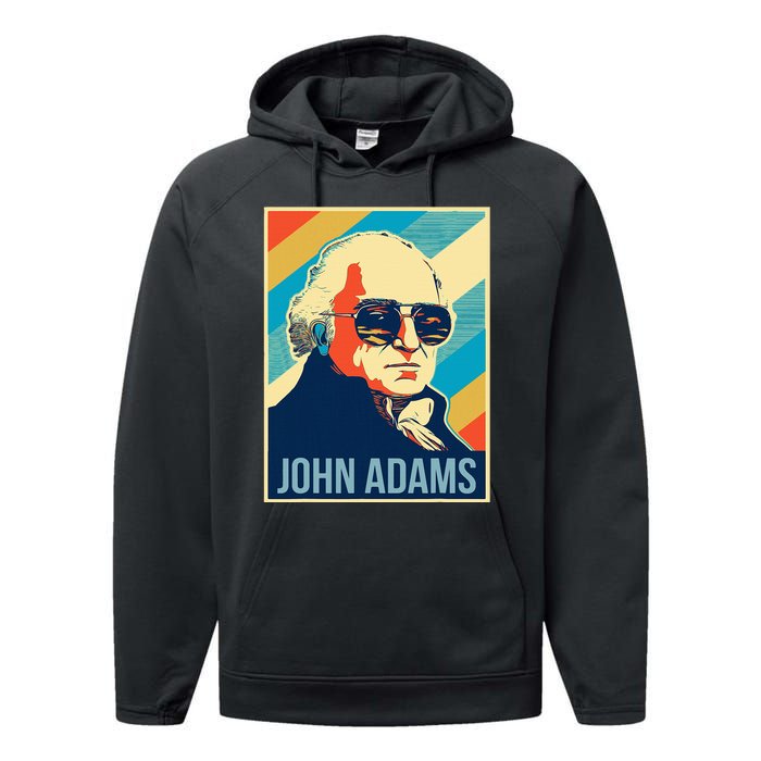 John Adams President Retro Patriotic Performance Fleece Hoodie