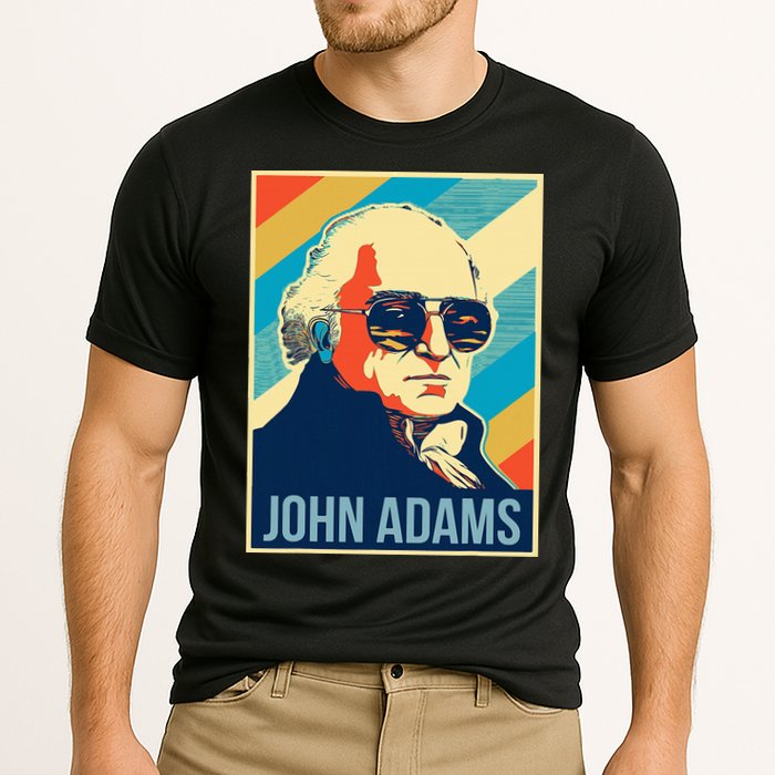 John Adams President Retro Patriotic Cooling Performance Crew T-Shirt