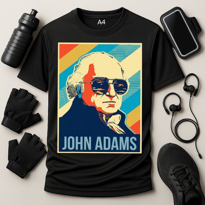 John Adams President Retro Patriotic Cooling Performance Crew T-Shirt