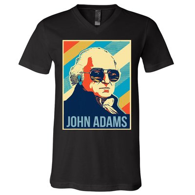 John Adams President Retro Patriotic V-Neck T-Shirt