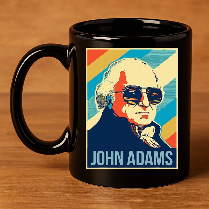 John Adams President Retro Patriotic 11oz C Handle Ceramic Mug
