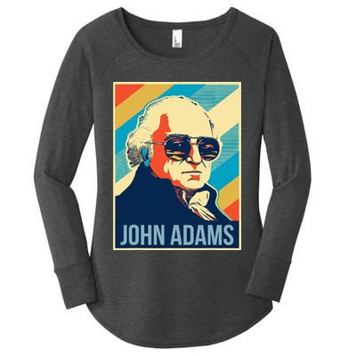John Adams President Retro Patriotic Women's Perfect Tri Tunic Long Sleeve Shirt