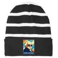 John Adams President Retro Patriotic Striped Beanie with Solid Band