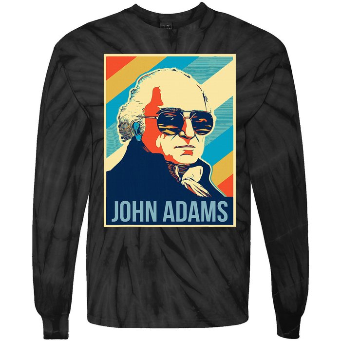 John Adams President Retro Patriotic Tie-Dye Long Sleeve Shirt