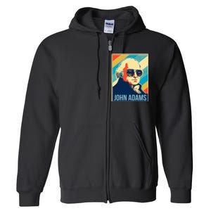 John Adams President Retro Patriotic Full Zip Hoodie