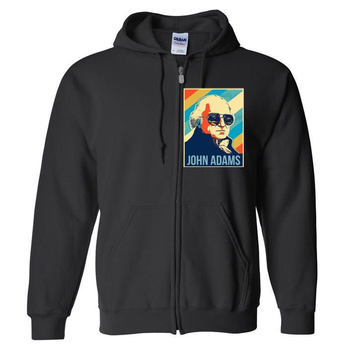 John Adams President Retro Patriotic Full Zip Hoodie