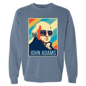 John Adams President Retro Patriotic Garment-Dyed Sweatshirt