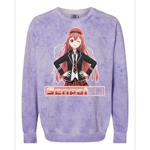 Japanese Animie Girl Senpai Colorblast Crewneck Sweatshirt