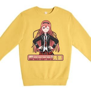 Japanese Animie Girl Senpai Premium Crewneck Sweatshirt