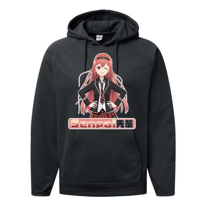 Japanese Animie Girl Senpai Performance Fleece Hoodie