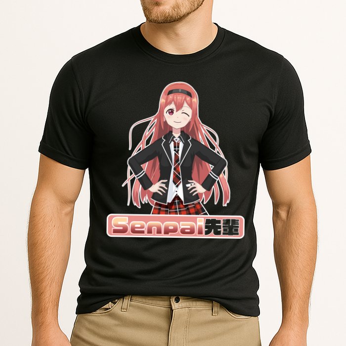 Japanese Animie Girl Senpai Cooling Performance Crew T-Shirt