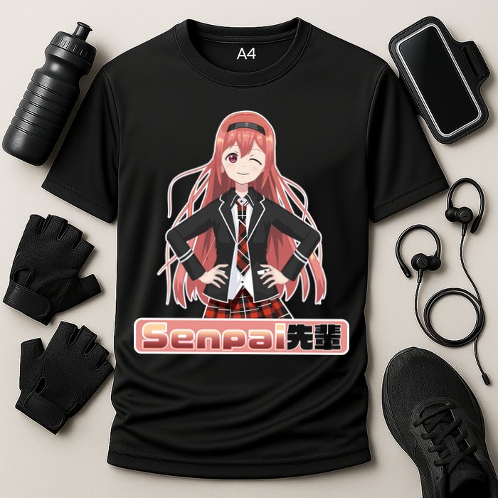 Japanese Animie Girl Senpai Cooling Performance Crew T-Shirt