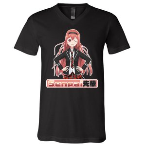 Japanese Animie Girl Senpai V-Neck T-Shirt