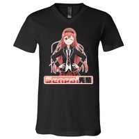 Japanese Animie Girl Senpai V-Neck T-Shirt