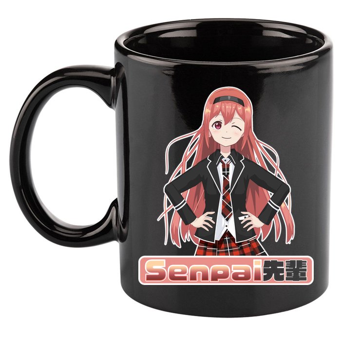 Japanese Animie Girl Senpai 11oz C Handle Ceramic Mug