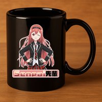 Japanese Animie Girl Senpai 11oz C Handle Ceramic Mug