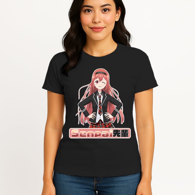 Japanese Animie Girl Senpai Womens T-Shirt