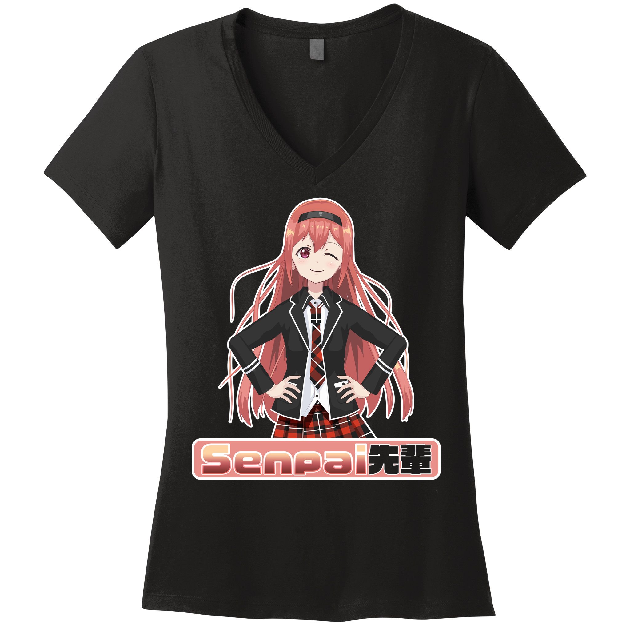 Japanese Animie Girl Senpai Women's V-Neck T-Shirt
