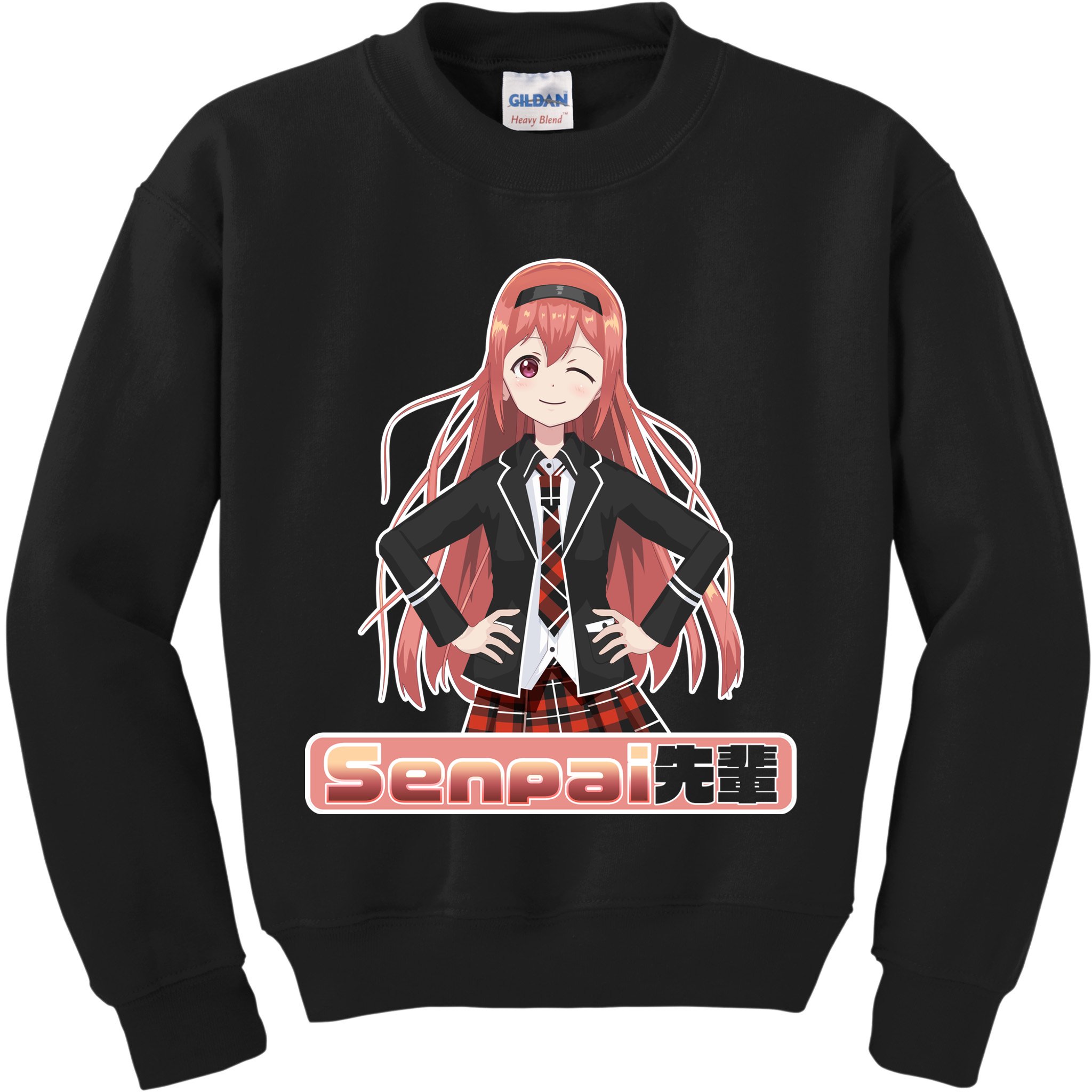 Japanese Animie Girl Senpai Kids Sweatshirt