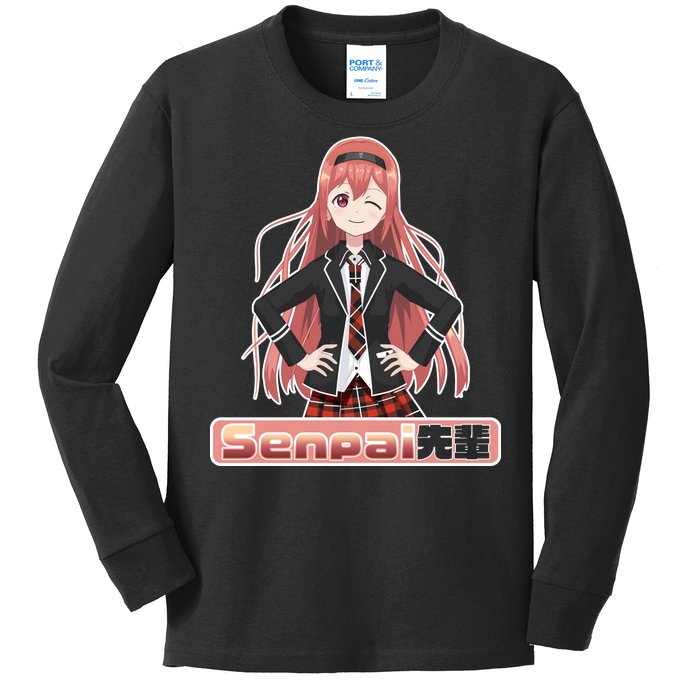 Japanese Animie Girl Senpai Kids Long Sleeve Shirt