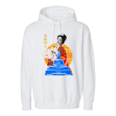 Japanese Buddha Female Garment-Dyed Fleece Hoodie